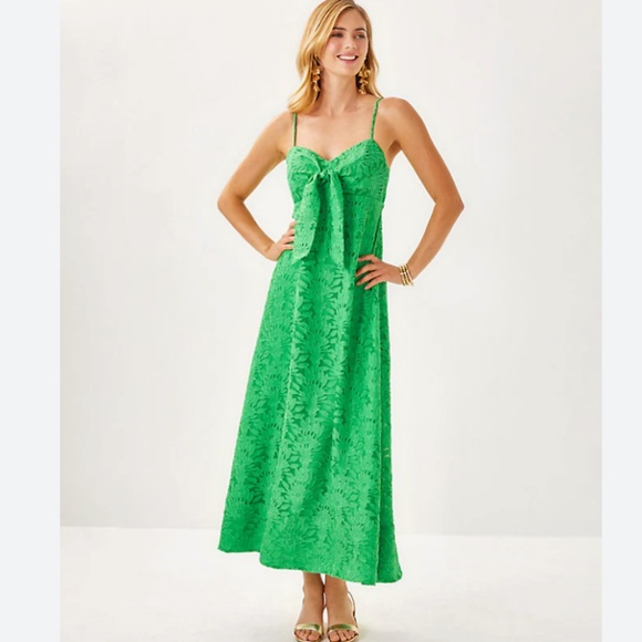 Lilly Pulitzer sz 2 Sarahlynne maxi dres stacked palm burnout fabric - Picture 1 of 7